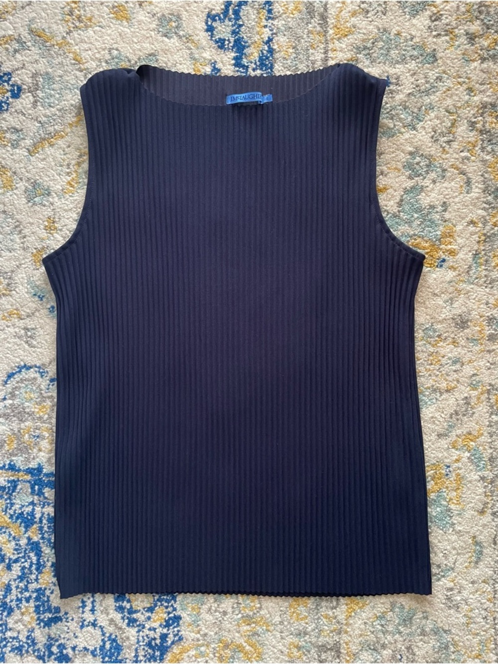 J. McLaughlin Ribbed Sleeveless Top in Navy